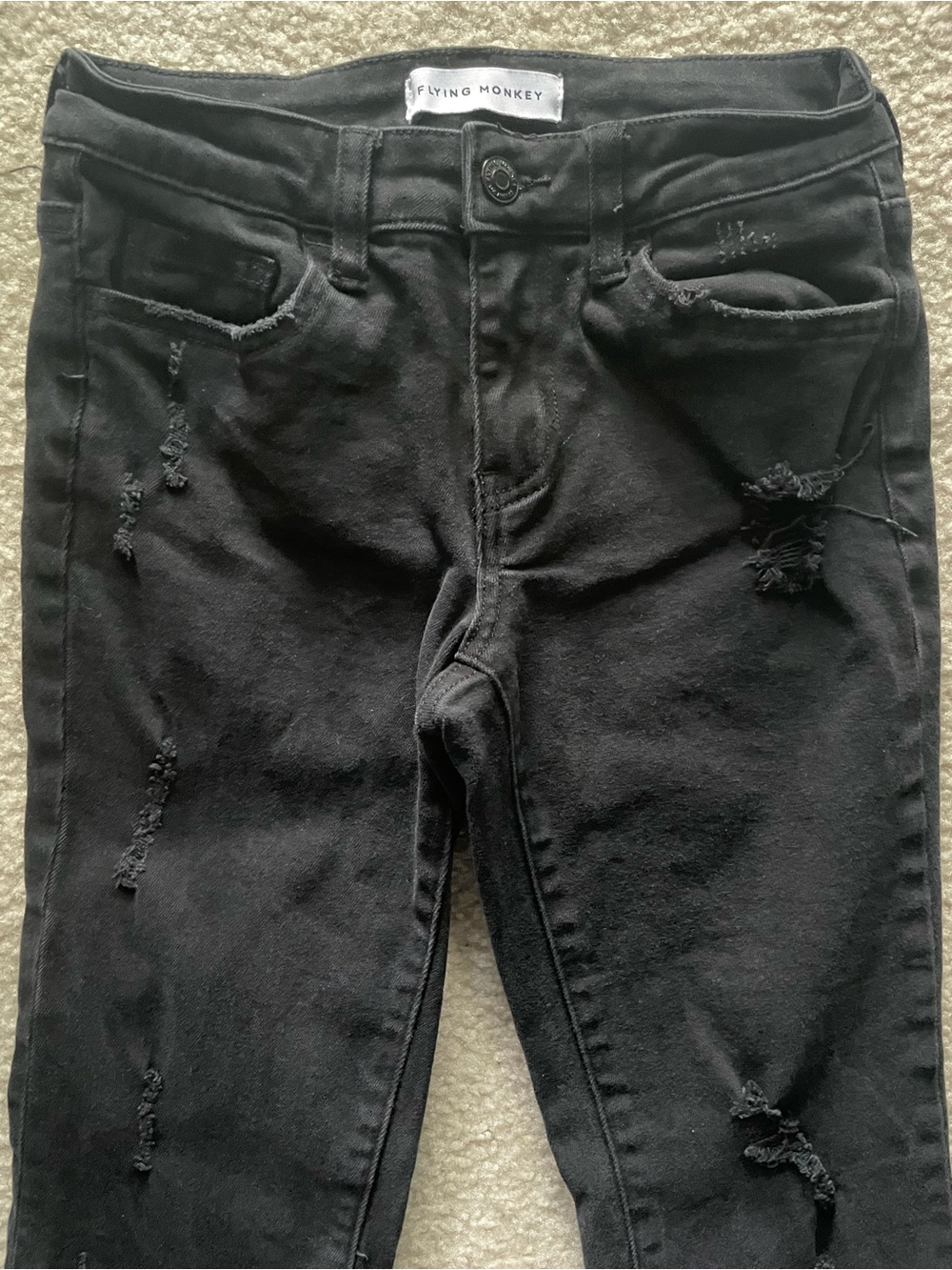 Flying Monkey Black Distressed Ripped Flare Slit Leg Jeans Women’s 24